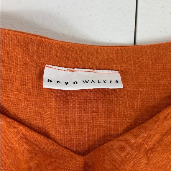 Bryn Walker Sz M Linen Ruffle Top Orange EUC - Picture 3 of 11